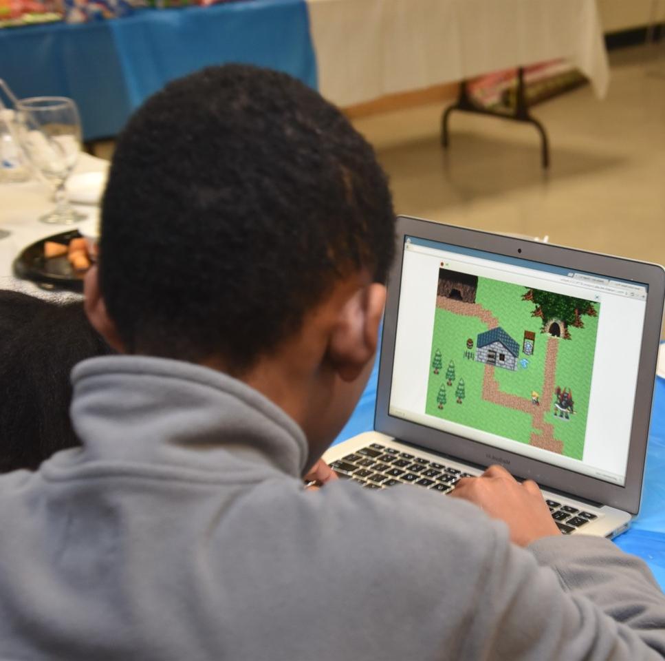Student doing computer animation